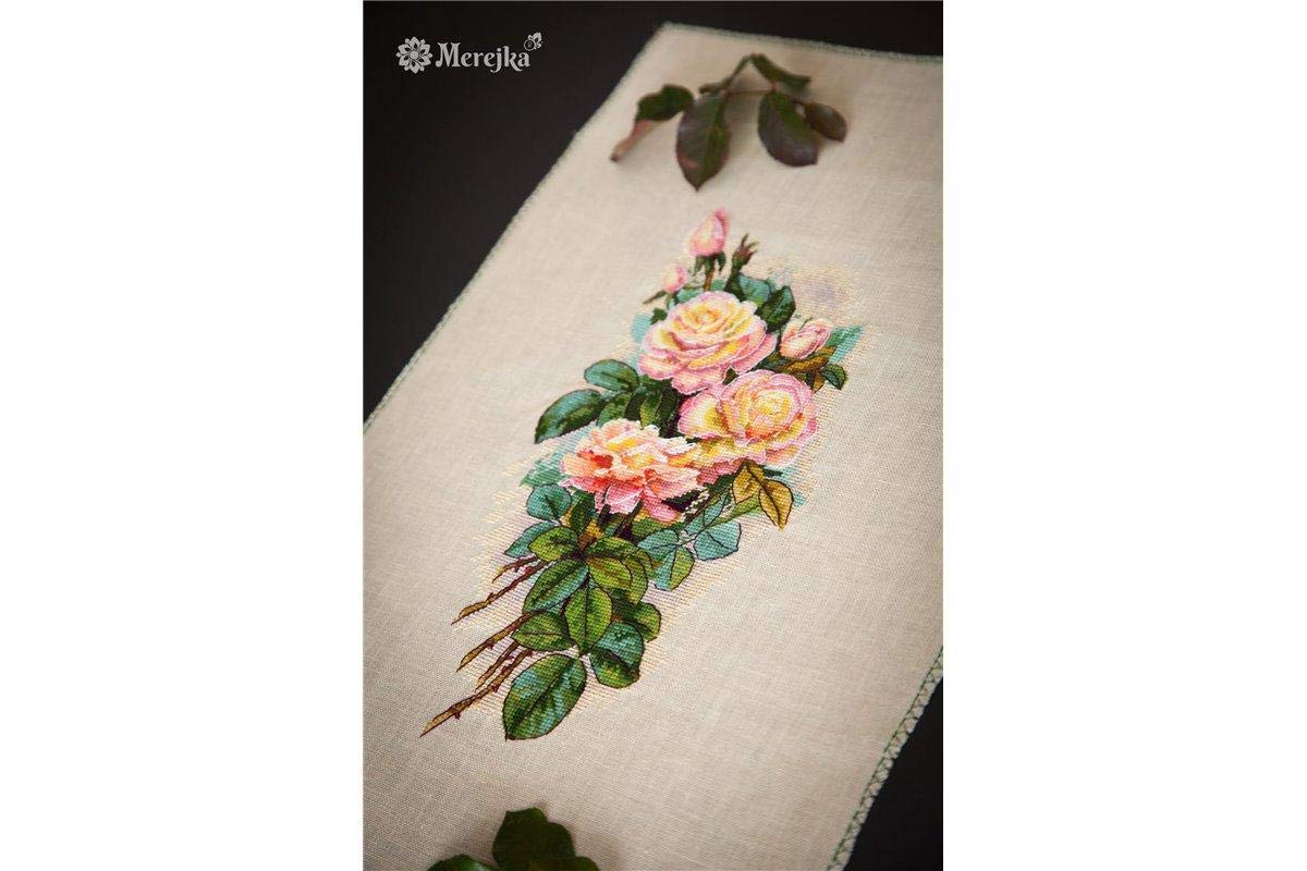 Merejka K-67B Vintage Roses Counted Cross Stitch Kit, Cotton, Multi-Colour, 15 x 29 cm