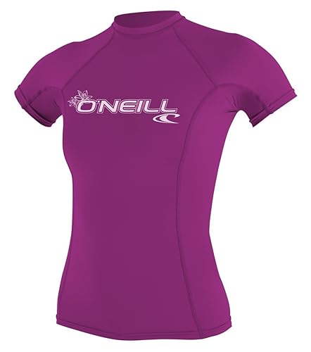 O'Neill Women's Basic Skins UPF 50+ Short Sleeve Rash Guard, Fox Pink, XL
