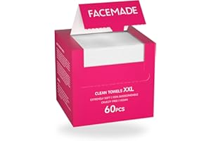 FACEMADE 60 ct Face Towels XXL, USDA Certified 100% Biobased Clean Towels, Disposable Face Towelettes, Ultra Soft Makeup Remover Dry Wipes, Facial Washcloth, Rose