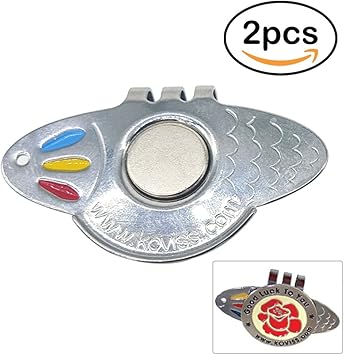 Amazon 2磁気ピンホルダーforメタルゴルフボールマーカー シルバー 魚タイプ R Vd ゴルフマーカー