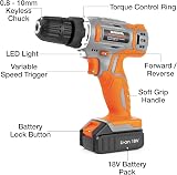 Terratek 18V Cordless Drill Driver 89Pc Kit LED Light Carry Case view 8