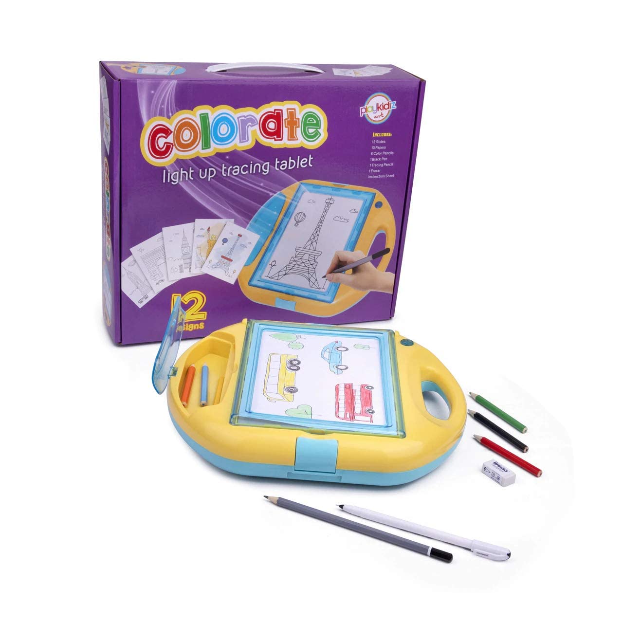 Playkidiz Colorate Jr. Light Up Tracing Tablet, Creative Coloring Pad for Boys and Girls, Perfect Fun Birthday Gift for Kids of All Ages