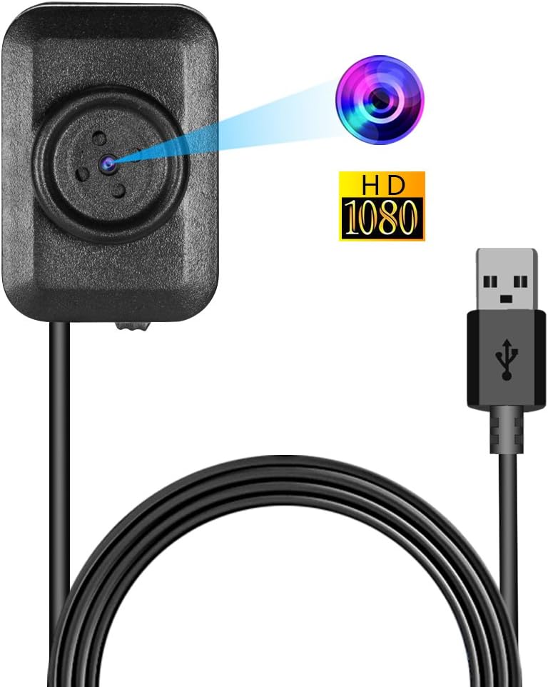Mini Spy Hidden Camera, Vaxiuja Portable Ultra-small Button Night Vision 1080P Full HD Night Vision 12 Megapixel Motion Detection for Home Security with 145cm USB Port Support TF Card up to 32GB
