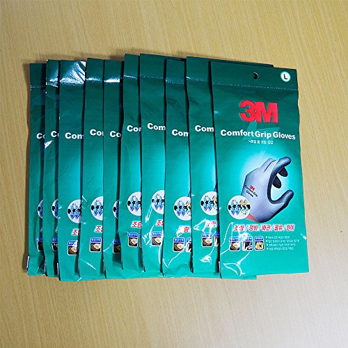 10 Pairs 3M Nitrile Foam Coated Comfort Grip Work Gloves, Size:L