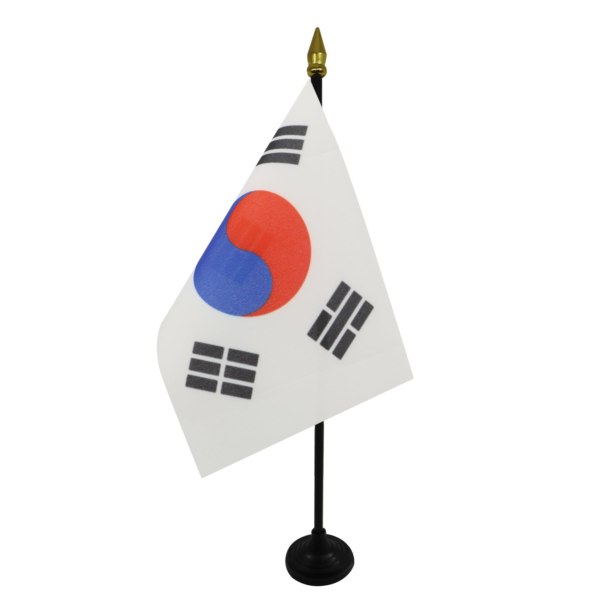 Photo 1 of AZ FLAG - South Korea Table Flag 4'' x 6'' - South Korean Mini Desk Flag 100% Polyester 15 x 10 cm - Office Banner with 10'' Pole - Golden Spear