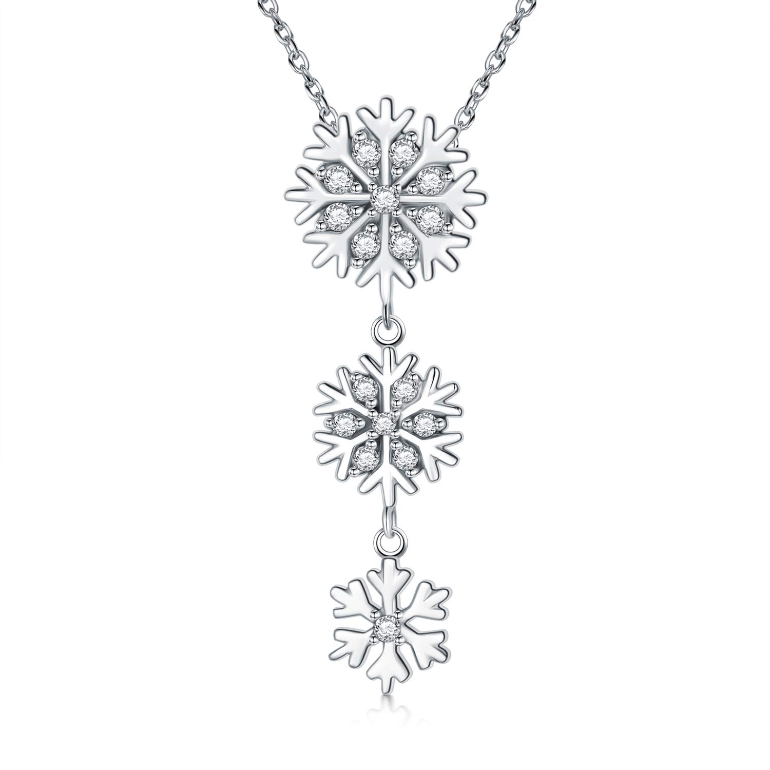 LONAGO Snowflake Necklace 925 Sterling Silver 5A Cubic Zirconia Christmas Winter Snowflake Pendant Jewelry Gifts for Women — image 1