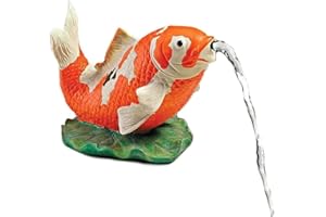 GREEN VISTA WATER GARDENS Kiki The Koi Decorative Plumbed Pond Statuary Fountain Spitter - Complete Kit with Pump and Tubing
