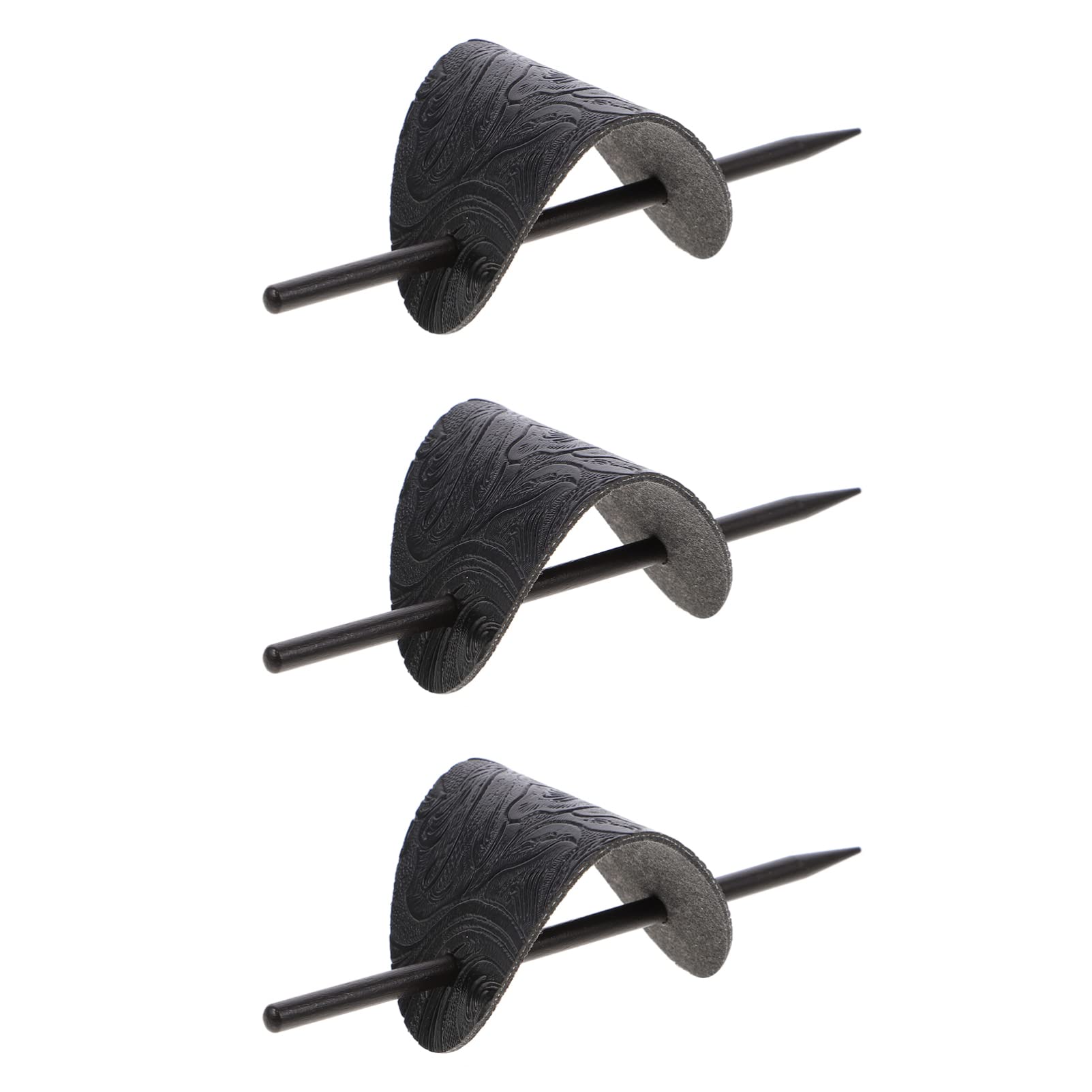 Minkissy Hair Bun Stick 3pcs Hair Barrette with Stick Faux Leather Hair Clip Hair Slider Oval Shape Hair Pins Ponytail Holders Hair Accessories for Women Girls Black Ponytail Clip