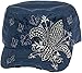 Crystal Case Womens Cotton Rhinestone Fleur de Lis Cadet Cap Hat (Denim Blue)