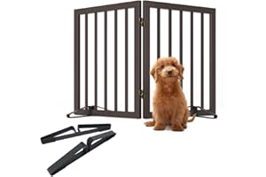 MINO KESPER Freestanding Foldable Dog Gate 2 Panel,Fully Assembled Dog Gates for Doorways, Wooden Pet Gates for The House, 24-inch Tall Pet Gate Indoor