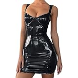 Auifor Vestido Plisado Brillante de la Cintura de la Cadera del Pecho Envuelto del Brillo de Las Mujeres Vestido de Charol Sexy Vestido Latex Body Picardias de Club Ropa Erotica