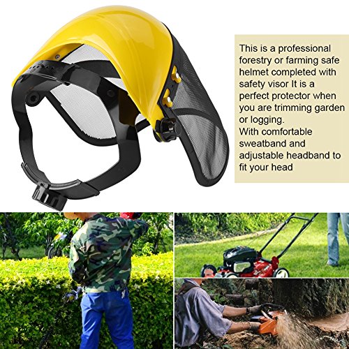 SoarUp Face Shield Safety Helmet Hat with Adjustable Full Face Mesh Visor for Logging Brushcutter Forestry Protection Mask