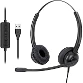 Xintronics Wired USB Headset with Microphone for PC Laptop Mac Zoom Teams | Stereo Computer Headphones with Noise Cancelling Mic for Call Center Home Office