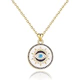 Smilebelle Evil Eye Necklace Gold Protection Necklace, Handmade Evil Eye Jewelry for Women, Eye Necklace Ojo Turco Pendant Lu