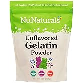 NuNaturals Unflavored Beef Gelatin Powder, Instantly Thickens, Stabilizes, and Texturizes, 1 lb