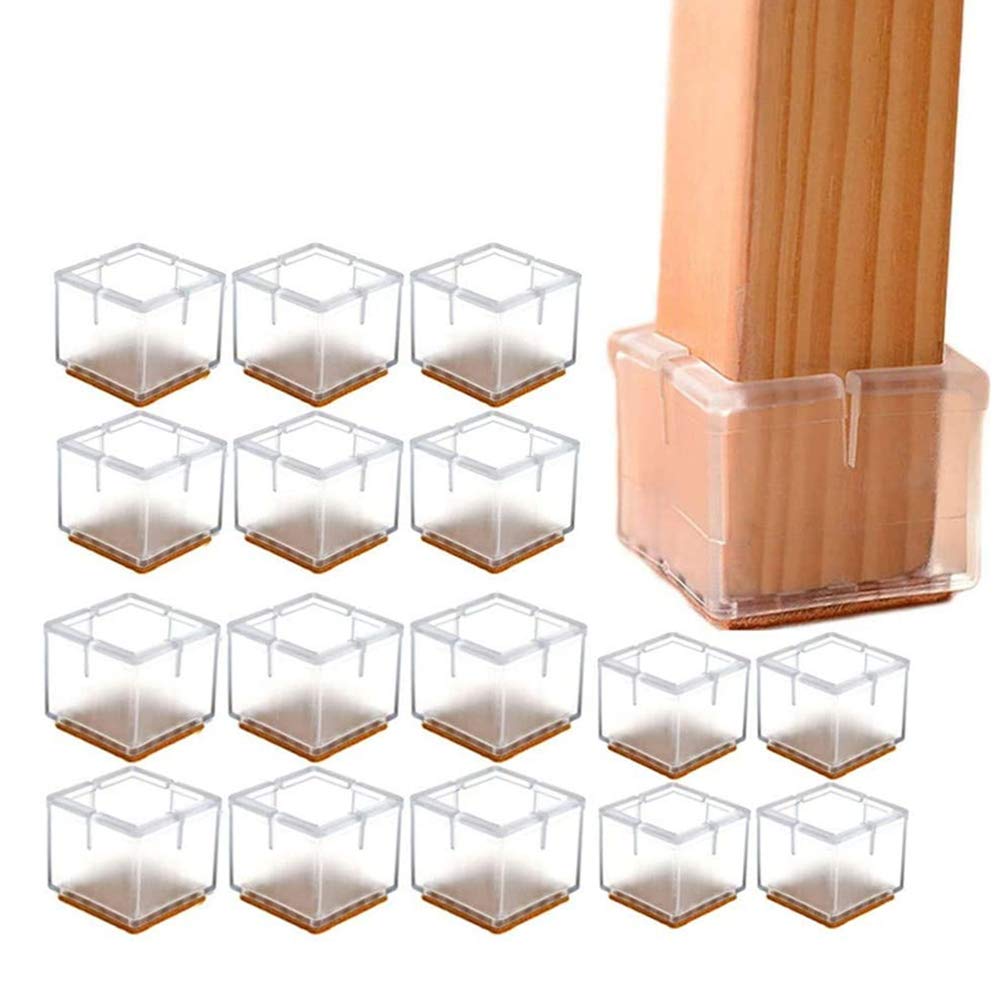 YGMXZL 16PCS Chair Leg Caps,Square Silicone Table Feet Cover Pads,Chair Leg Floor Protectors,Furniture Foot Cups for Anti Scratch (42-48mm)