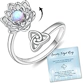 ACJNA Spinner Fidget Rings 925 Sterling Silver Adjustable Rings Anxiety Relief Jewelry Gift for Women