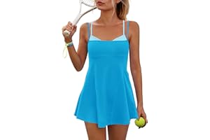 Yanekop Womens Tennis Dress with Built in Shorts and Bra Athletic Dresses Golf Outfits Spaghetti Strap Workout Dress
