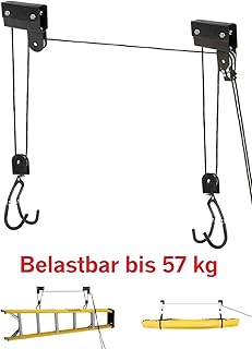 P4B | Fahrrad BIKE LIFT XXL STRONG | Zur Deckenmontage | Hebelast bis 57 kg | Leichtgängiger Seilzug mechanisch | Für E-Bikes geeignet | Inkl. 2 Haltegurte | In Schwarz