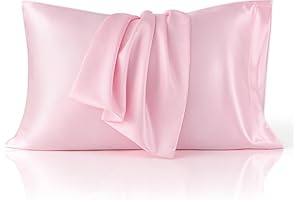 Bedsure Satin Pillowcase 2 Pack Similar to Silk Pillow Cases Standard Size, Pink Pillow Case Covers with Envelope Closure, Home Decor Valentine Gifts for Women Girls,20x26 Inches, 2pcs