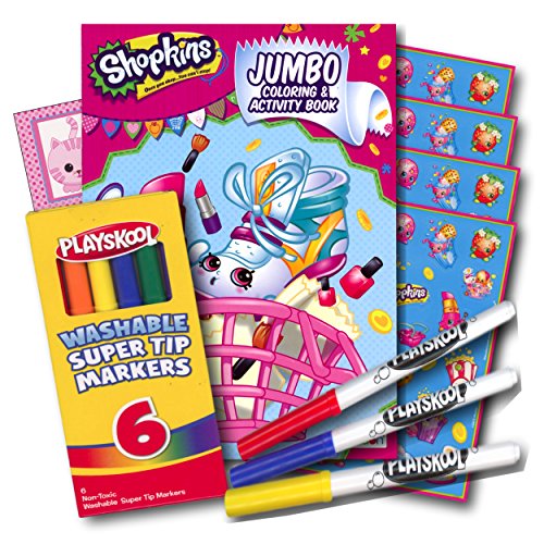 Shopkins Coloring Book with Stickers and Washable Markers ~ 96 Page Coloring Book, Shopkins Stickers, Washable Markers & Bonus Sticker!