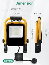 Aigostar 240V Work Light 30W 2700LM 6500K IP65 Floodlight with 5.9ft Cord view 5