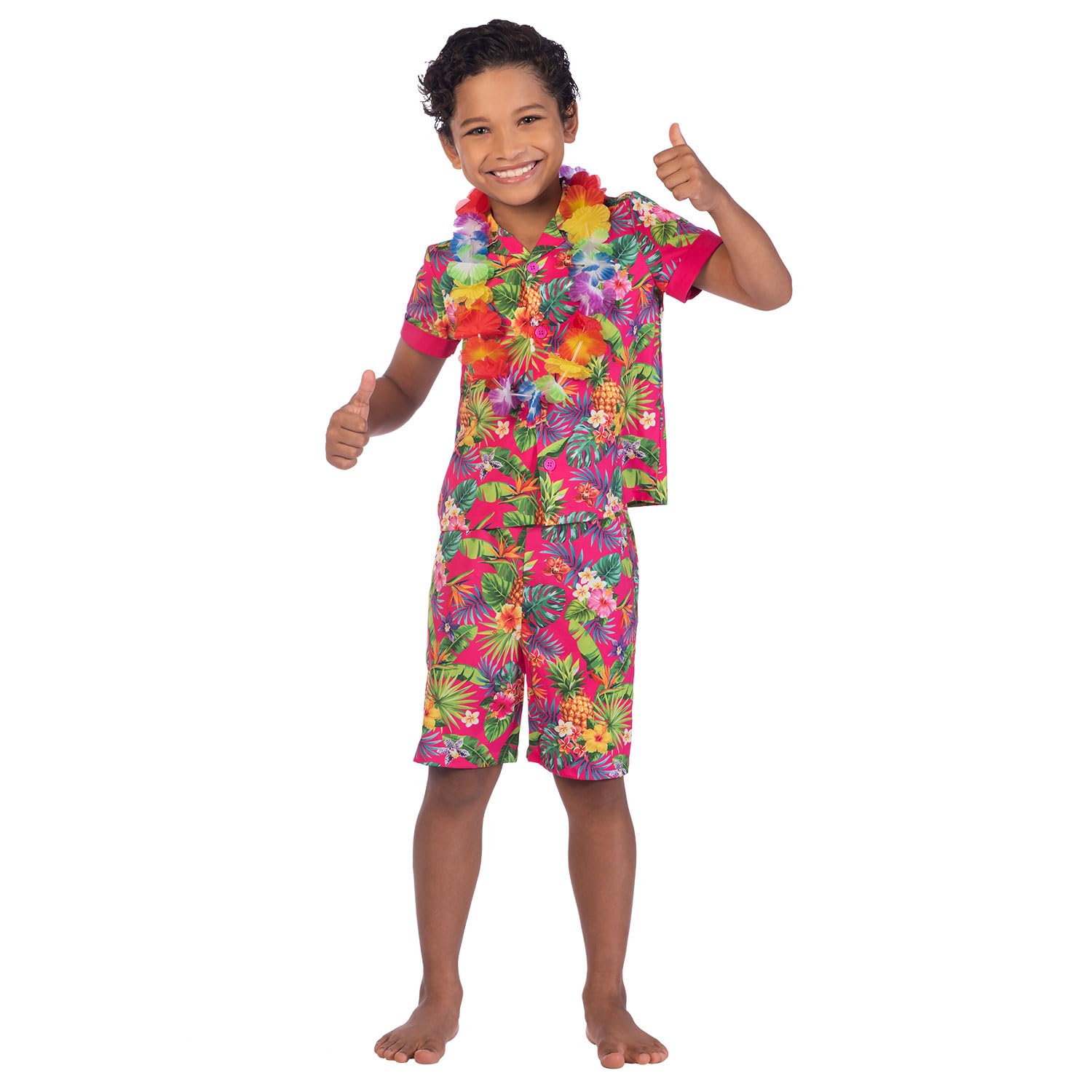 (PKT) (Fix 1/1) (9911437) Child Boys Hawaii Set Pink Costume (8-10yr)