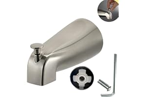 QLXAQLX Slip Fit Tub Spout with Pull-Up Diverter for 1/2 inch Copper Tube,5.4 INCHES in Length,Easy to Install,Brushed Nickel (Not Applicable to Threaded Pipes) Thickened and Elongated Design 300 Grams
