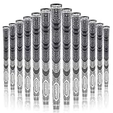 Champkey MCS Golf Grips Set of 13 (5 Oz Solvent,Blade,15 Tapes & Vise Clamp Available)-Choose Between 13 Grips & All Repair Kits and 13 Grips & 15 Tapes(Grey/Black,M)