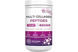 NATURE TARGET Multi Collagen Peptides Powder - Type I, II, III, V, X - Hydrolyzed Collagen Peptides with Vitamin C Hyaluronic Acid, Supports Skin Hair Nail & Joint, Grass-Fed, Non-GMO, 50 Servings