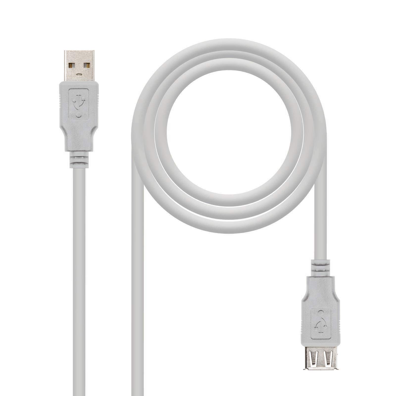 Nano Cable USB 2.0 Extension Cable, Type A/M-A/H, 3 Meters, Tangle Free