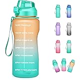 4AMinLA Motivational Water Bottle 64/100oz Half Gallon Jug with Straw and Time Marker Large Capacity Leakproof BPA Free Fitne