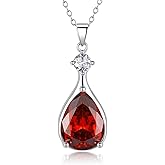 LOLITTA Red Crystal Pendant Necklaces For Women, 18K White Gold Plated 18+2 Inch Adjustable Chain, Dainty Jewelry Rose Gifts Set,Valentine's Day Birthday Mothers Day Thanksgiving Gifts For Women Mom Her