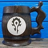 Horde Mug. World Of Warcraft Engraved Beer Mug Gift. WOW Wooden Mug. Tankard. Personalized Groomsmen. Beer Stein. Personal Gift for Men, Gift for Him