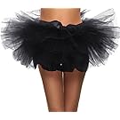 Simplicity Women's 5-Layered Tulle Tutu Party Dance Skirt Ballerina Dress Petticoat, Black