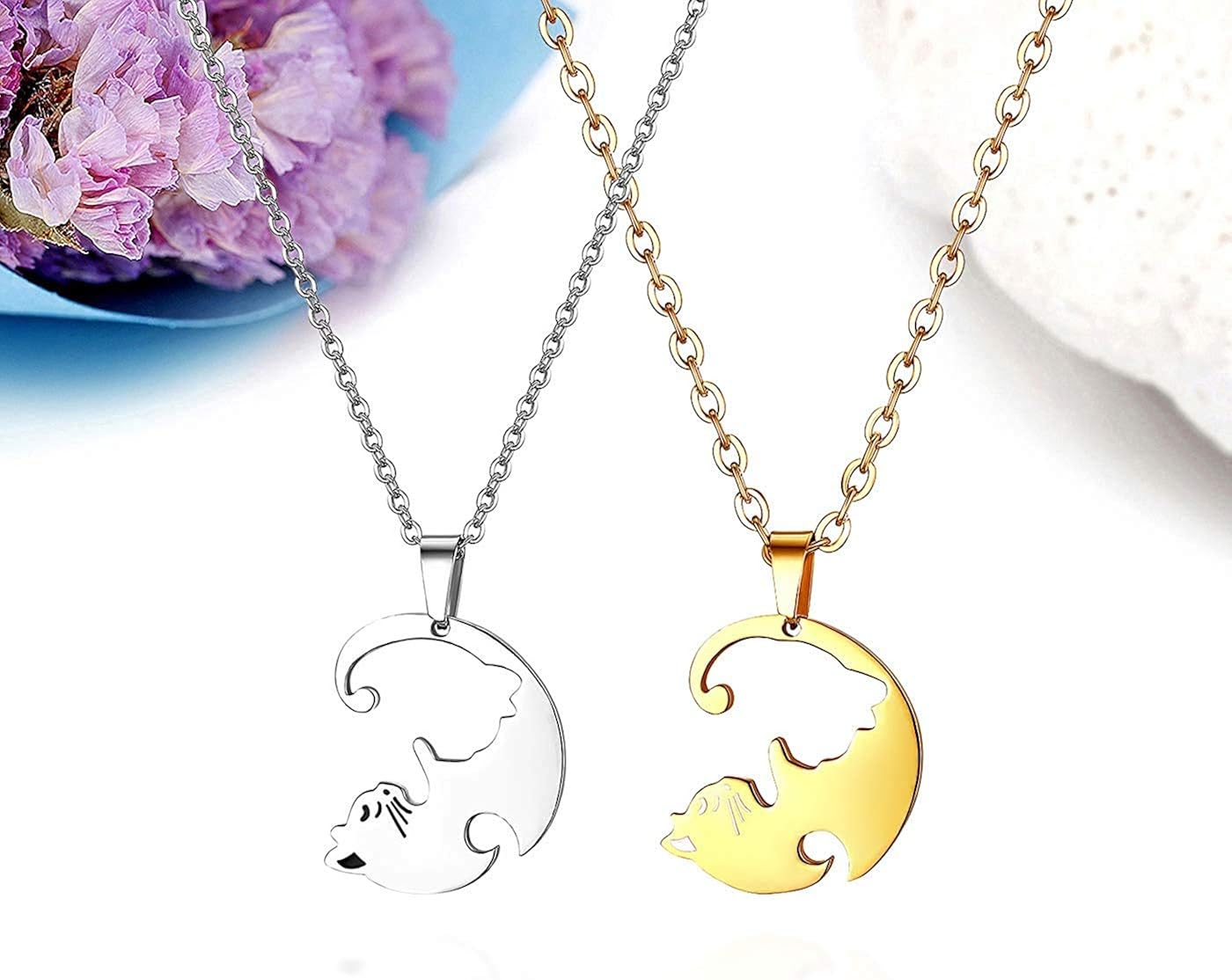 Femme Ruichuangs Collier D Amitie Pour 2 Filles Coeur De Collier En Acier Collier Bff Acier Inoxydable Pendentif Chat Pour Amoureux Couples Amis Best Friends Bijoux Mansaocatavento Com Br