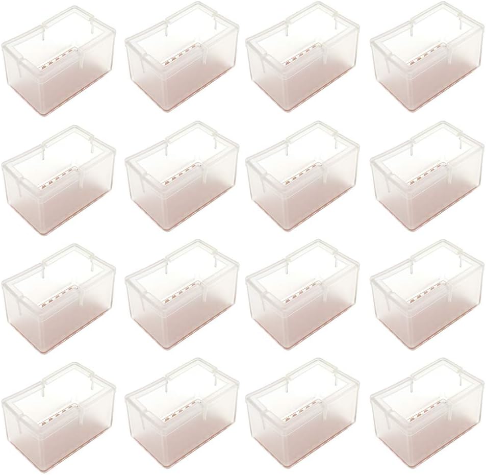 BTMB Rectangle Chair Leg Caps Wood Floor Protectors Transparent Silicone Table Furniture Feet Tips Covers, Length 1.9'' to2.1'' & Width 0.94''-1.18'' (16)