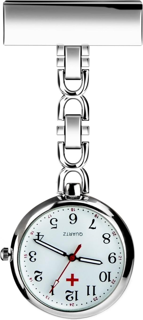 BestFire Nurse Lapel Pin Watch Clip-on Hanging Medical Pocket Watch Men Women Quartz Hanging Doctor Pocket Watches Nurses Watch