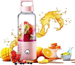 Personal Smoothie Blender,20ozDetachable Portable Blender Fruit Mixer, High Speed Single Serve Juicer Cup, Lightweight USB Rechargeable Travel Blender for Shakes and Smoothies,Pink