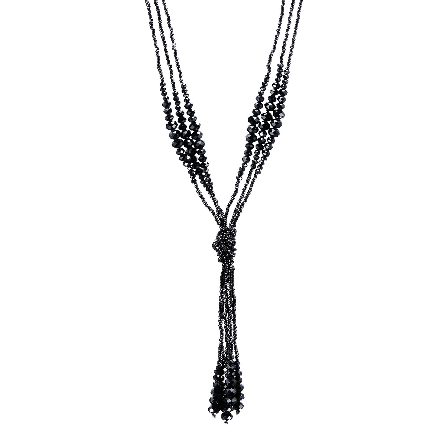 URBAN JEWELRY The 1920's Collection Vintage Style Charcoal Black Multitier Beaded Womens Necklace (89cm)