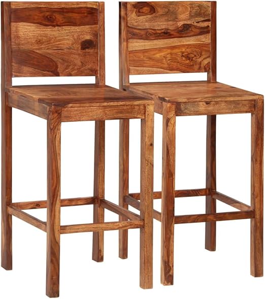 Amazon De Festnight 2er Set Holz Barhocker Mit Lehne I Sheesham Massivholz I Ergonomisch Barstuhl