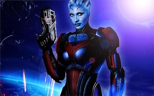 amazon com tomorrow sunny game fan art mass effect asari girl guns armor 24x36 inch silk poster wall decor posters prints tomorrow sunny game fan art mass effect asari girl guns armor 24x36 inch silk poster wall decor