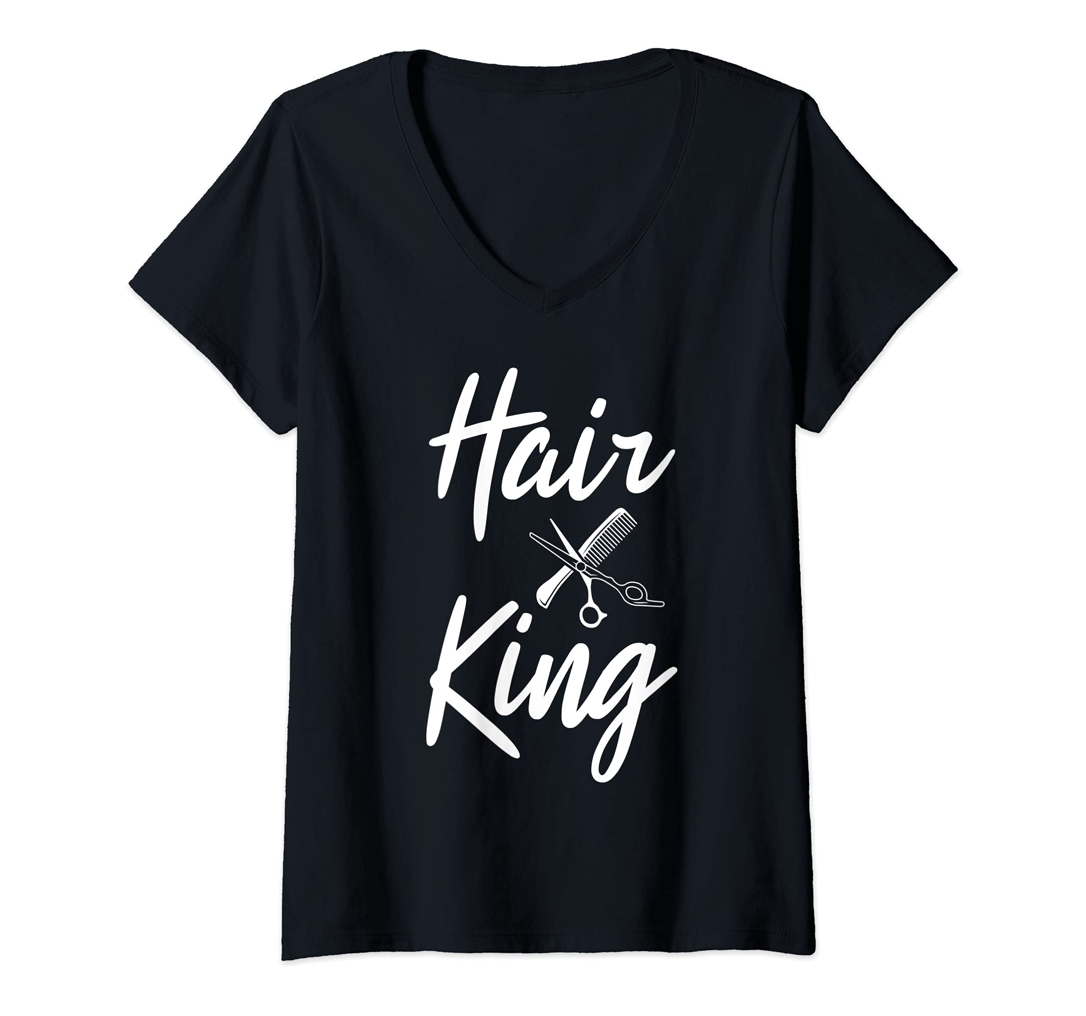 Womens Barber Hair King Haircutter Gift Idea Barber Shop Owner V-Neck T-Shirt