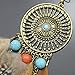 RechicGu Brown and Vintage Golden Western Cowgirl Vintage Big Dream Catcher Feather Coral Turquoise Bead Style Moon Hoop Drop Earrings