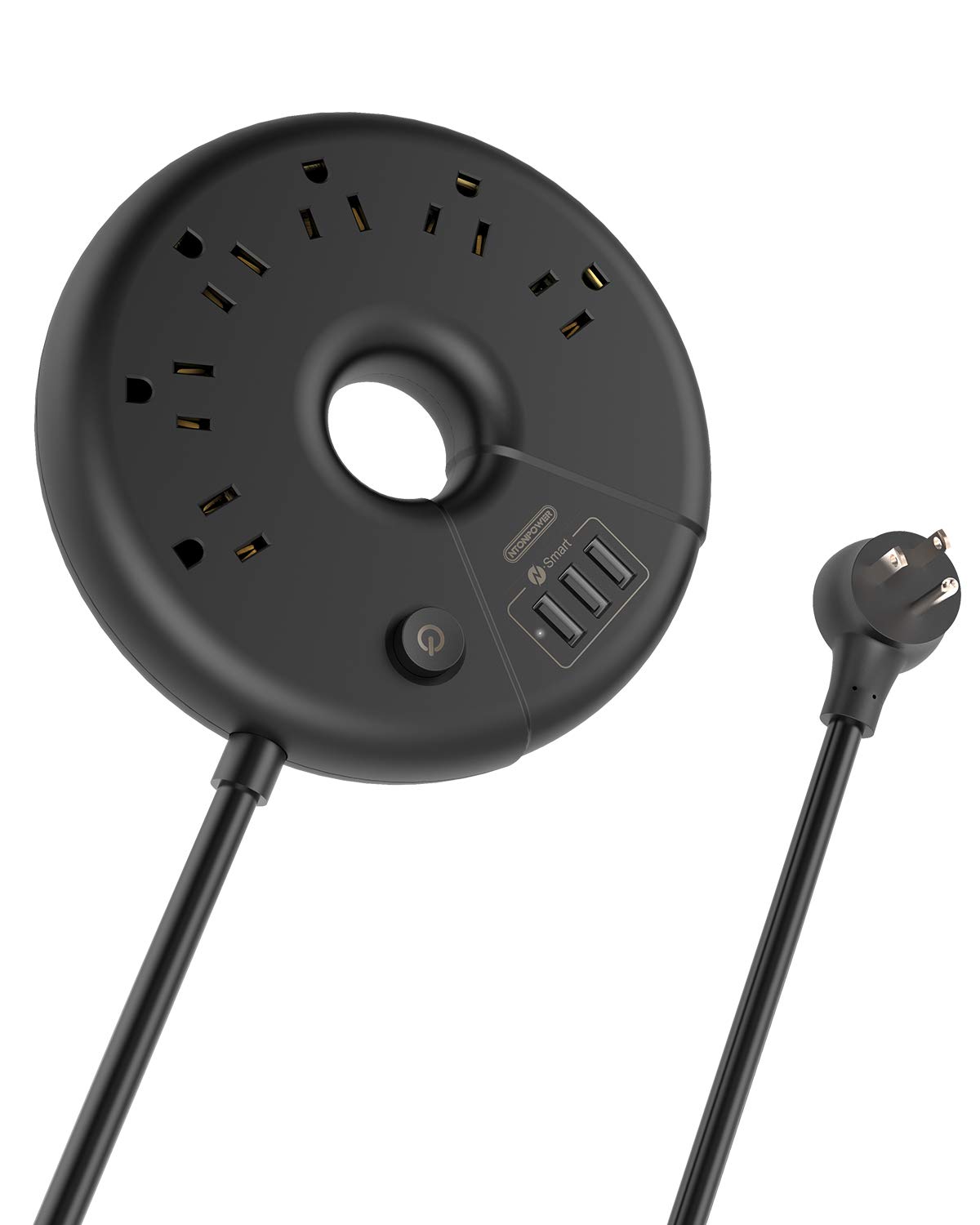 Power Bar with USB NTONPOWER Power Strip Flat Plug, 6 Outlets 3 USB