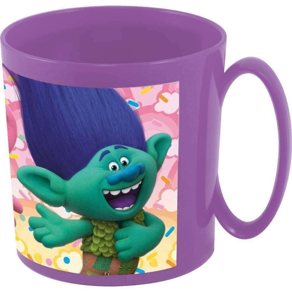 Kids Character Licence Mug 350ML Drinking Re-Usable Plastic Cup Microwave Safe (Trolls)