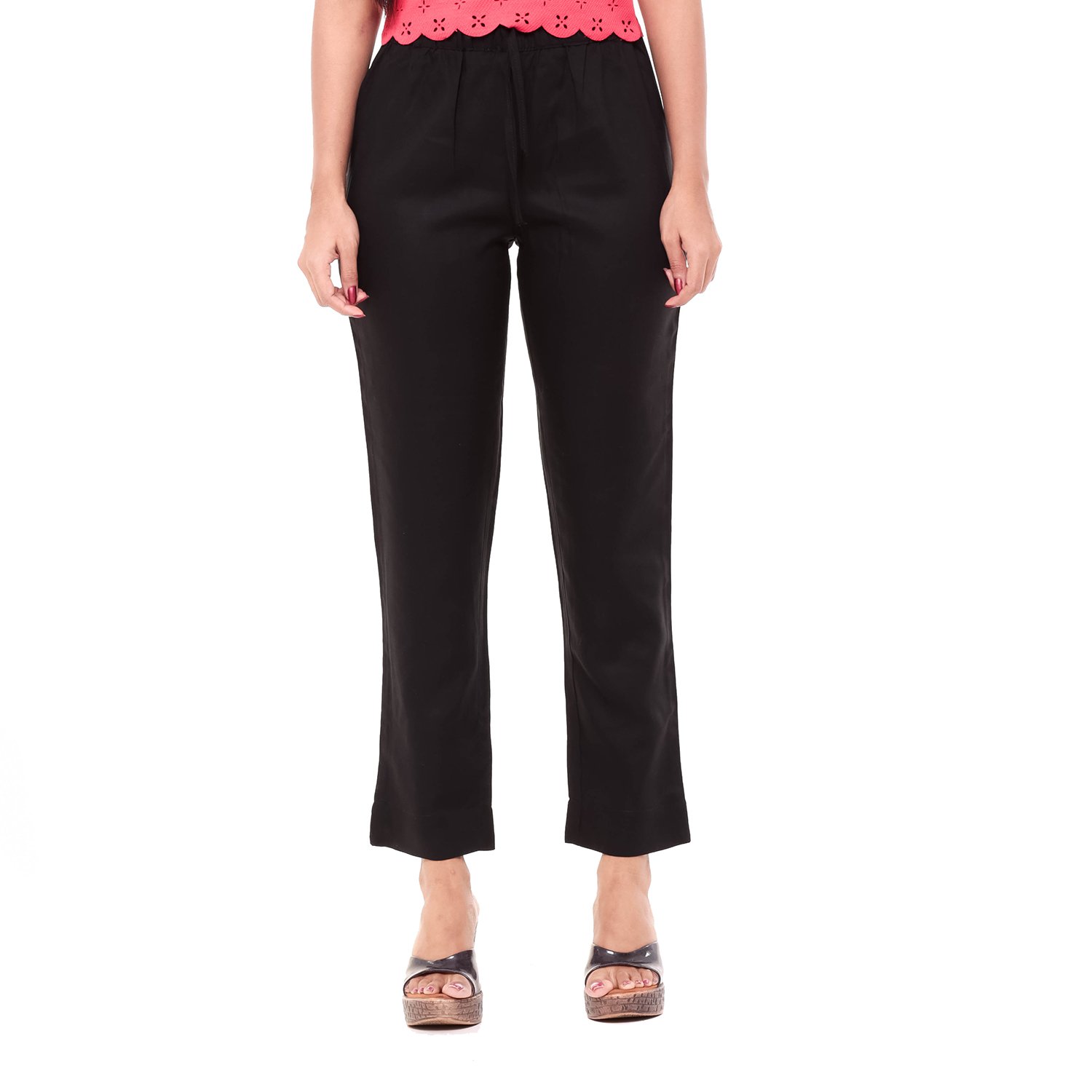 easy 2 wear womens black ankle length pants