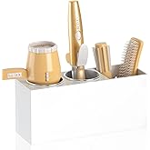 NIUBEE Wall Mount Hair Styling Tool Organizer - Bathroom Cabinet Holder for Blow Dryers, Flat Irons, Curling Irons - White