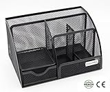 EasyPAG Office Mesh Desk Organizer 6 Compartment with Drawer ,Black (Office Product)
