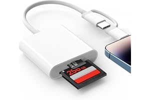 SD Card Reader for iPhone 16/15/14, SD Card to i-Phone, Digital Camera Adapter i-Phone with MicroSD/SD Dual Slot, SD Card Rea